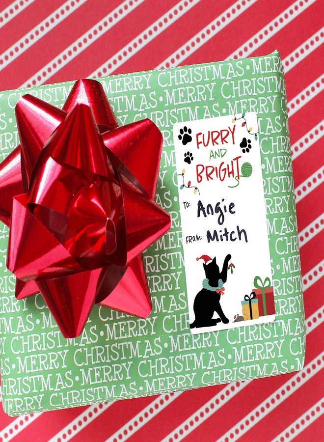 DISTINCTIVS Cat Christmas Gift Tags, Peel and Stick Christmas Gift Tags – 42 Labels, Meowy Christmas Kitten Pet Holiday Gift Wrap Tags - Image 5